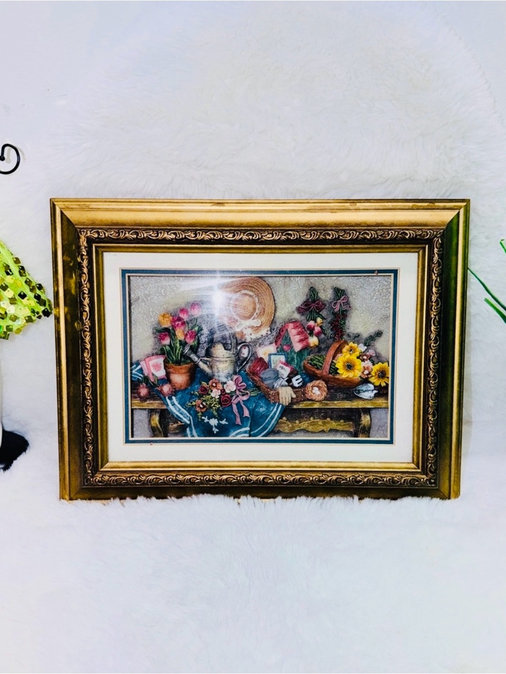 Framed Floral Still Life 2D Thick Chunky Wall Art in Gold Frame 🖼️